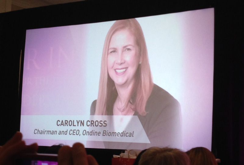 Carolyn Cross Photo On Big Screen At Influential Women In Business Award in Vancouver Canada