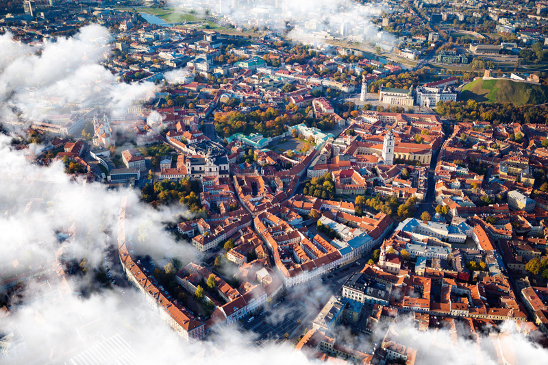 Sky View Of City Of Vilnius Lithuania 