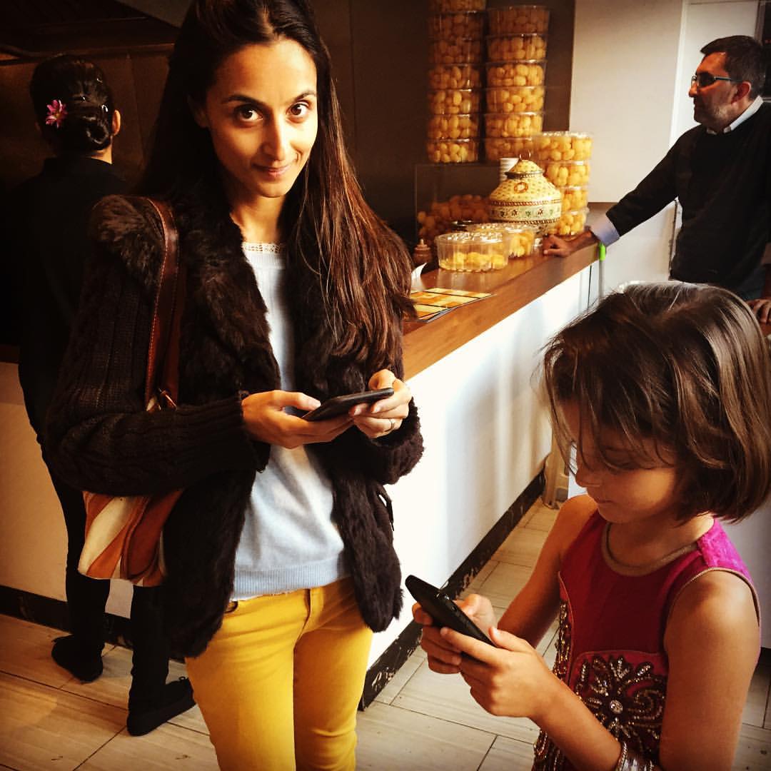 Farzana Baduel And Daughter Both Texting On Phones