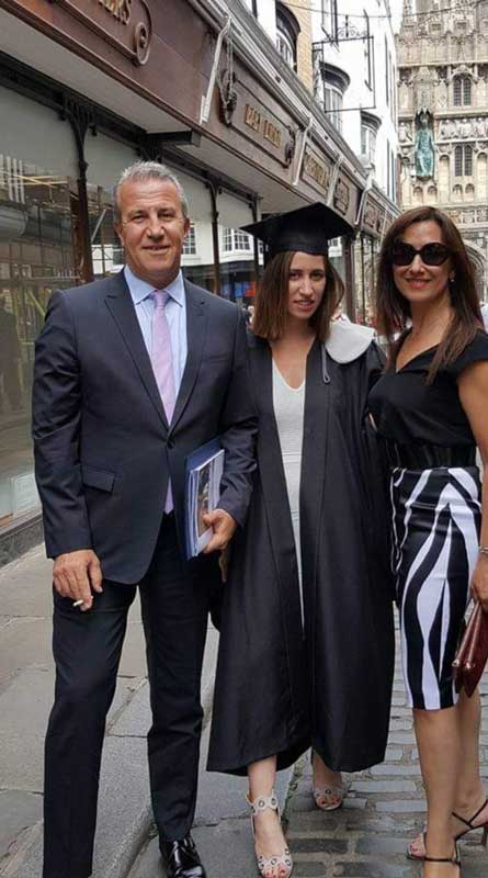 Irem Tuzunalper And Husband With Daughter In Graduation Outfit
