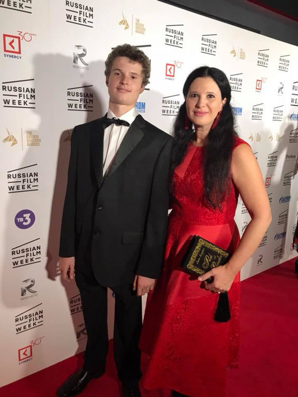 Olga Balakleets On Red Carpet with her son John Gallant attending Attending Russia Film Week in London