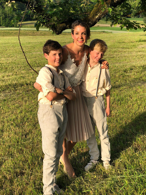 Tessy Antony de Nassau With Her Arms Around Her 2 Sons In The Country Side