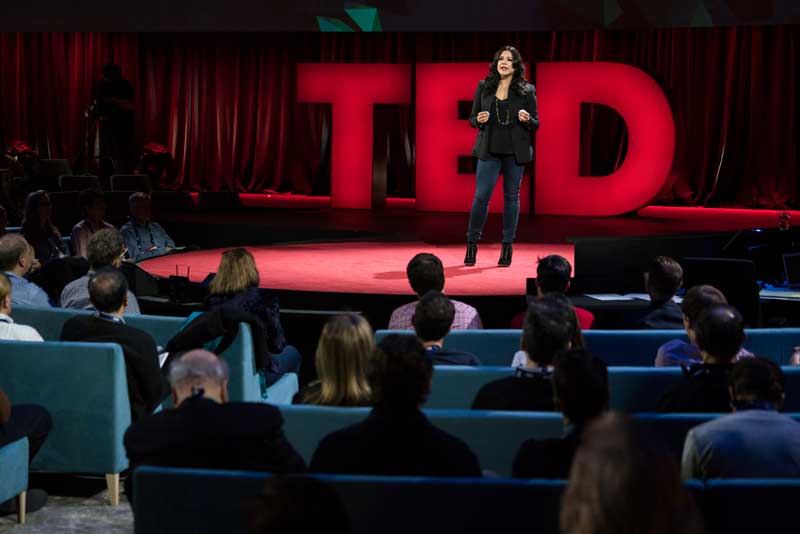 Reshma Saujani Speaking On Stage At Ted Event